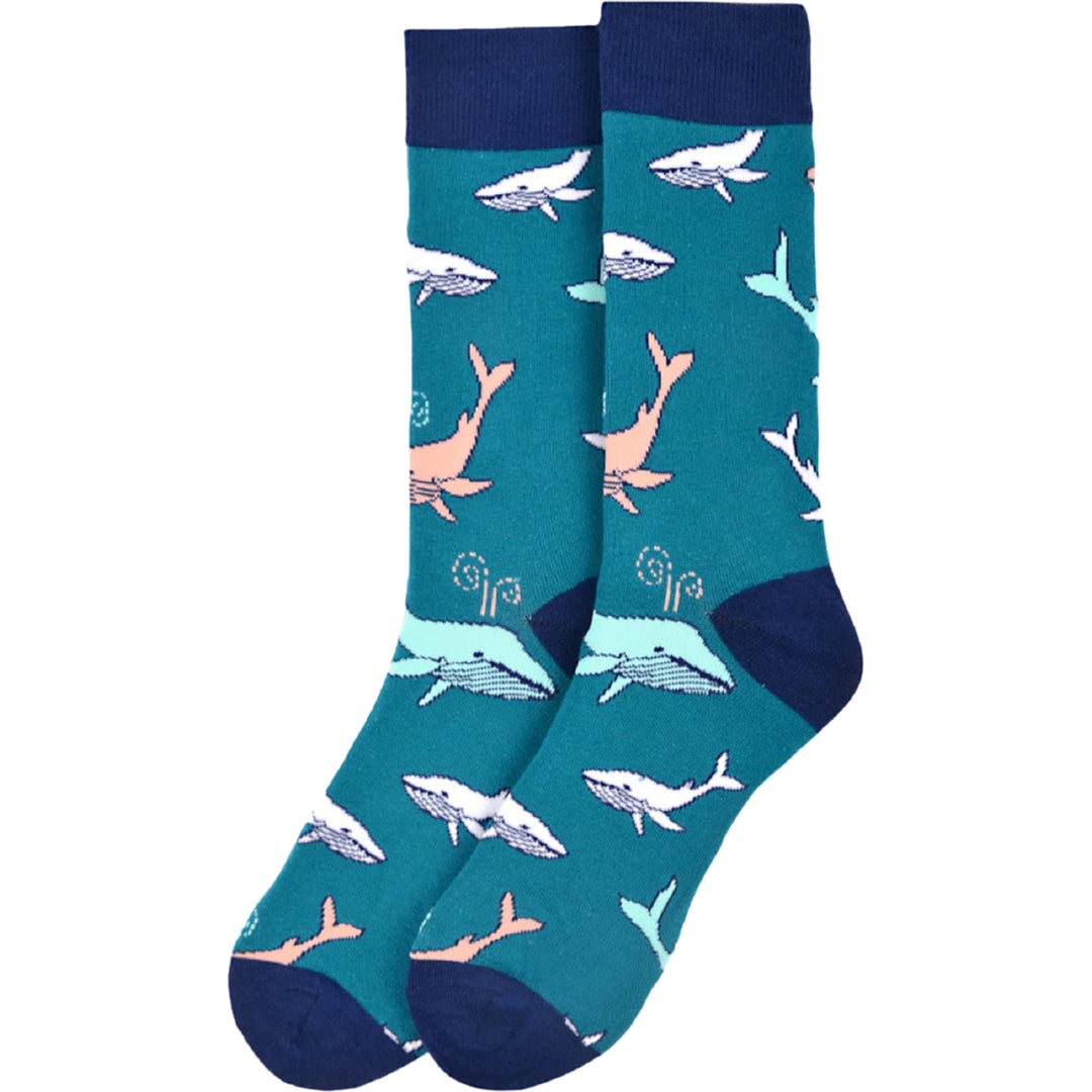 Whale Crew Novelty Socks - Blue
