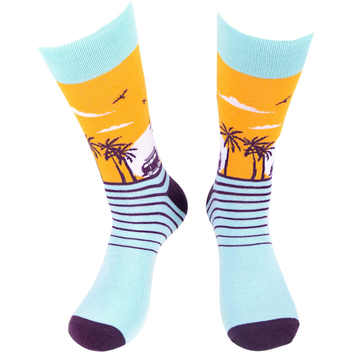 Tropical Sunset Crew Novelty Socks - Blue