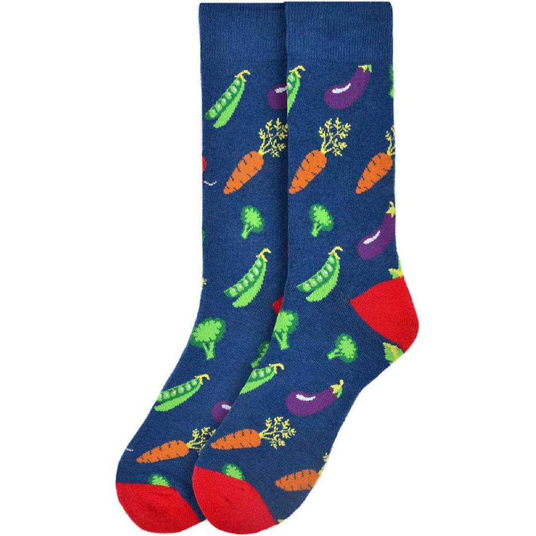 Vegetables Crew Novelty Socks - Blue