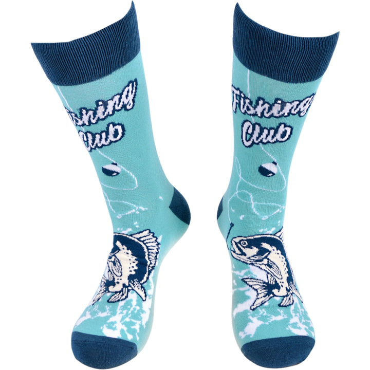 Fishing Club Crew Novelty Socks - Blue