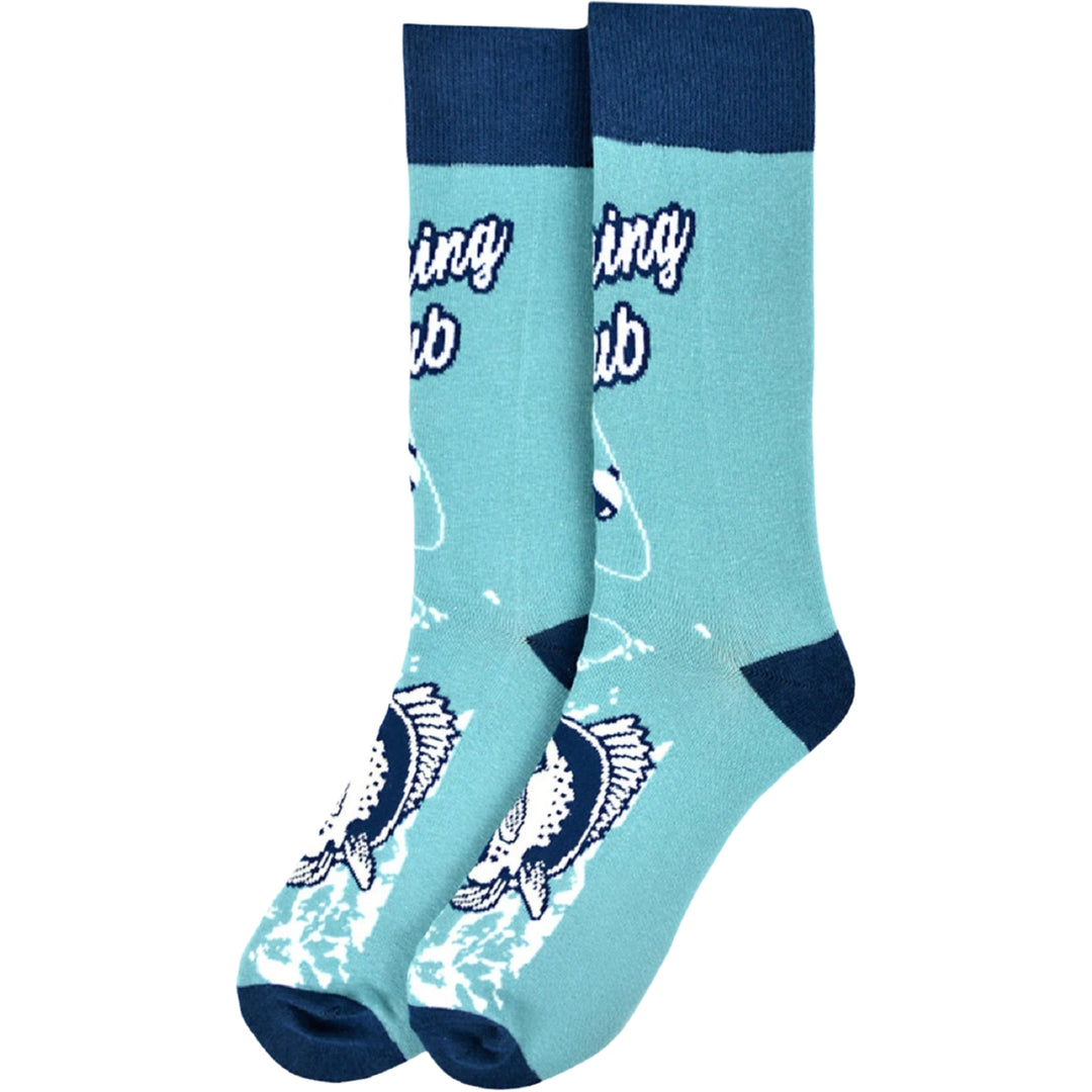 Fishing Club Crew Novelty Socks - Blue