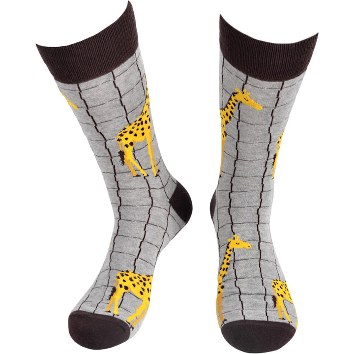 Giraffe Crew Novelty Socks - Gray