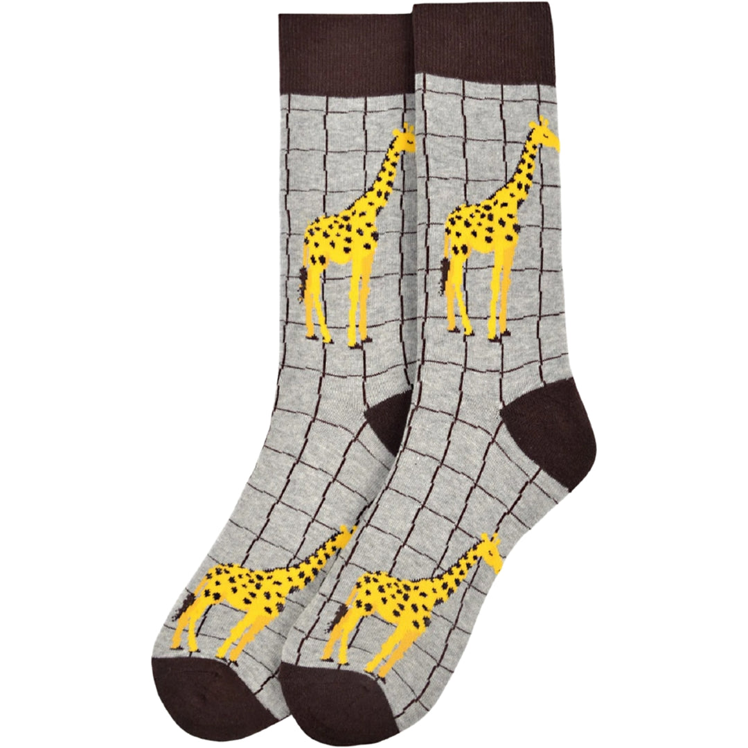 Giraffe Crew Novelty Socks - Gray