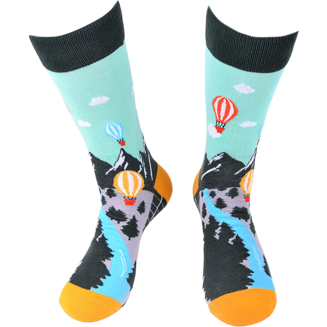 Hot Air Balloon Crew Novelty Socks - Green