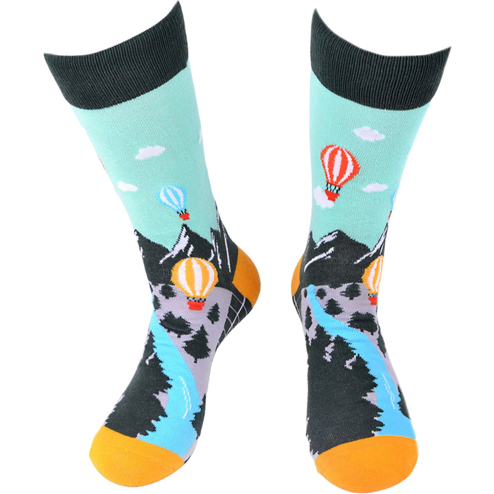 Hot Air Balloon Crew Novelty Socks - Green