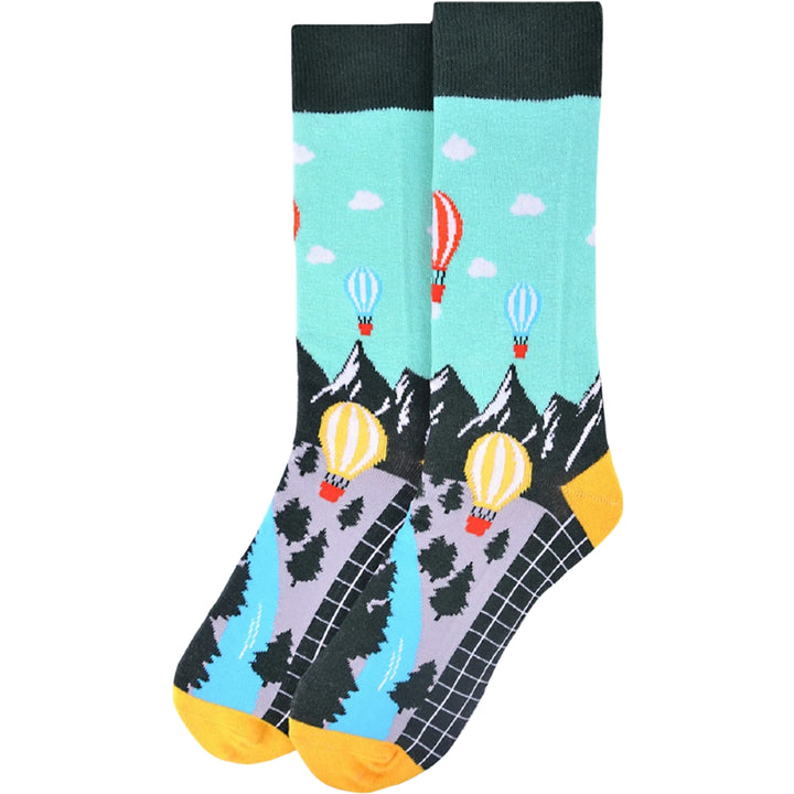 Hot Air Balloon Crew Novelty Socks - Green