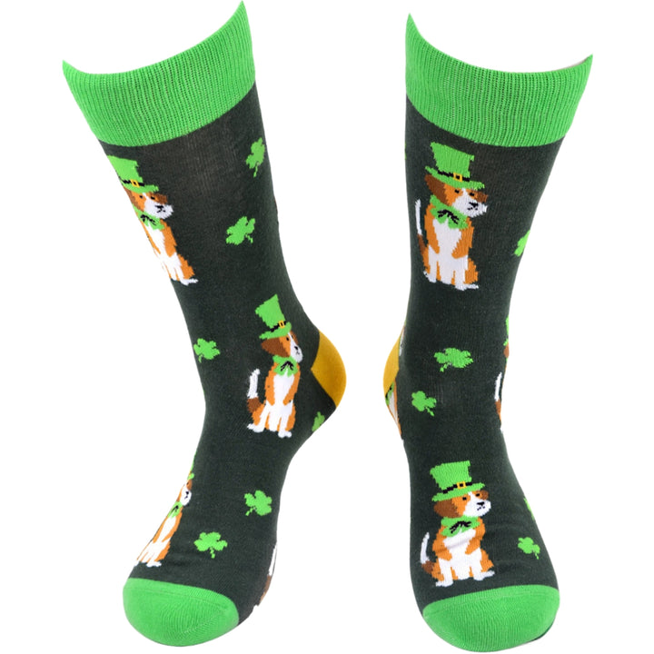 St. Patrick's Day Shamrock Clover Dog Crew Novelty Socks