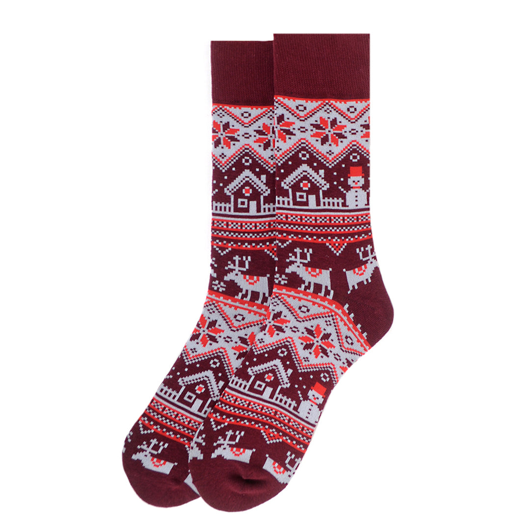 Vintage Winter Novelty Socks - Burgundy