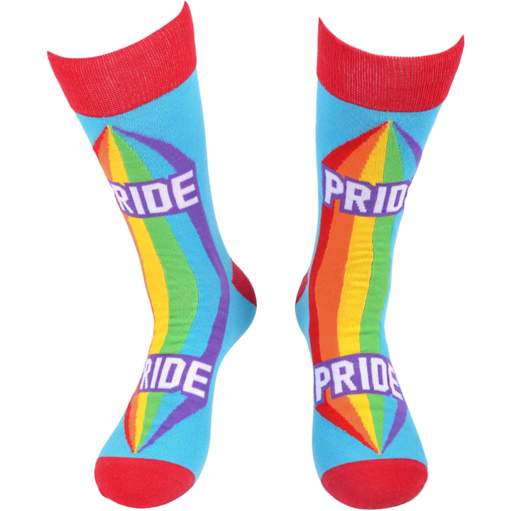 Rainbow Pride Crew Novelty Socks - Sky Blue