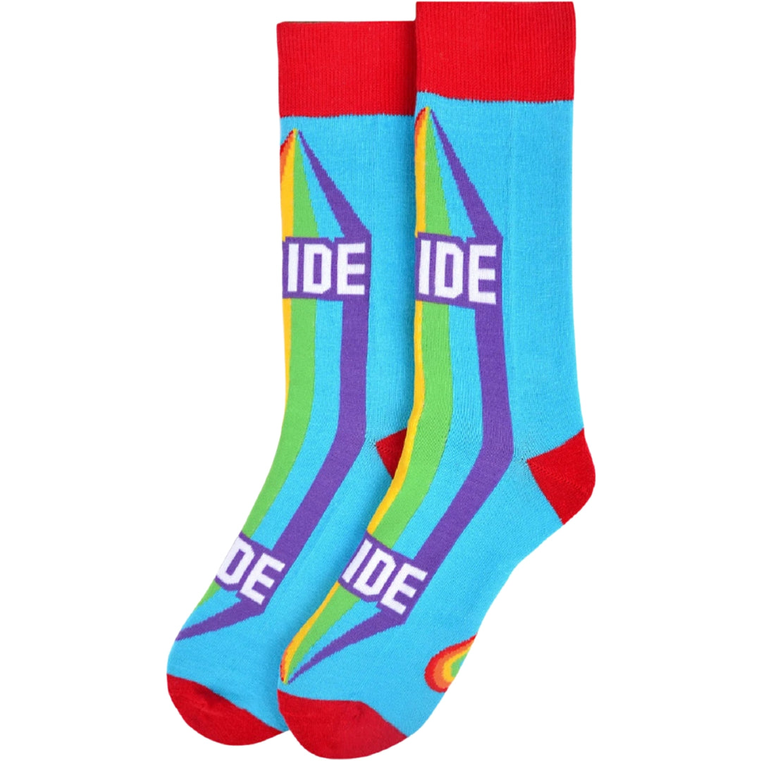 Rainbow Pride Crew Novelty Socks - Sky Blue