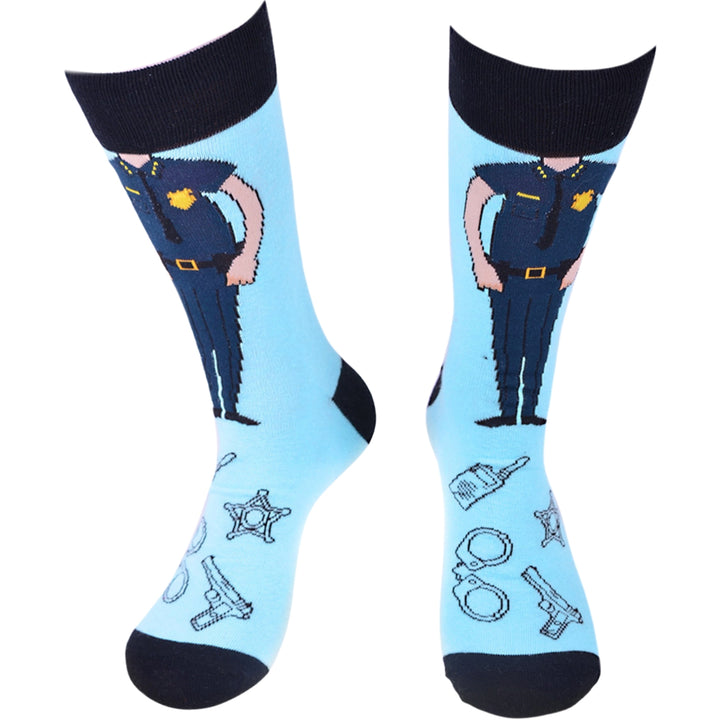 Police Crew Novelty Socks - Sky Blue