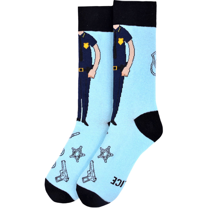 Police Crew Novelty Socks - Sky Blue