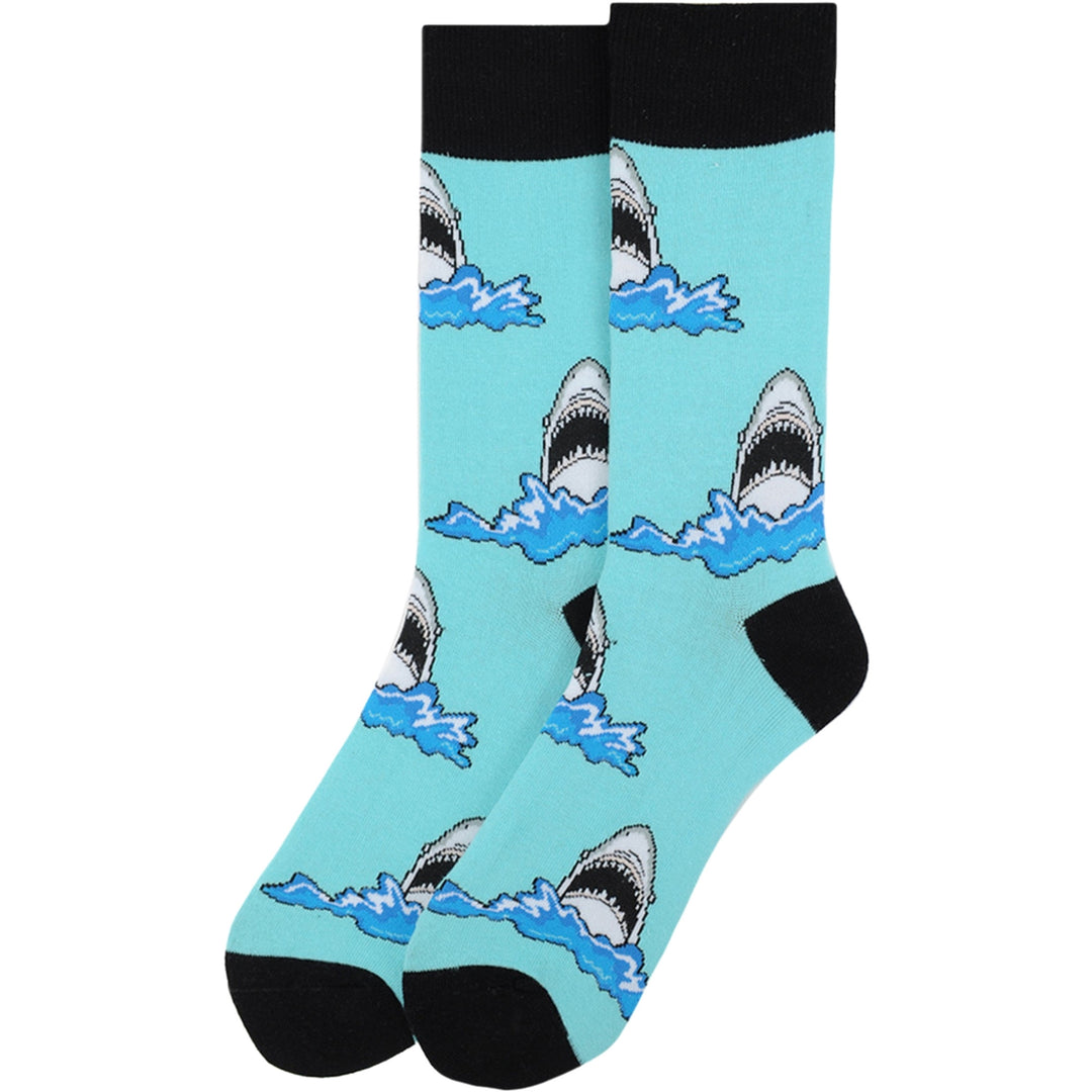 Shark Jaws Crew Novelty Socks - Blue