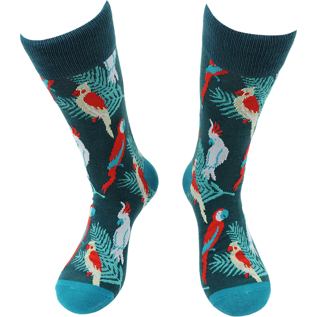 Tropical Birds Crew Novelty Socks - Green