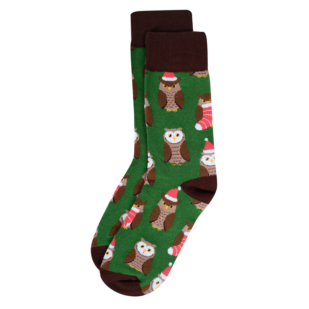 Green Owl Holiday Novelty Socks