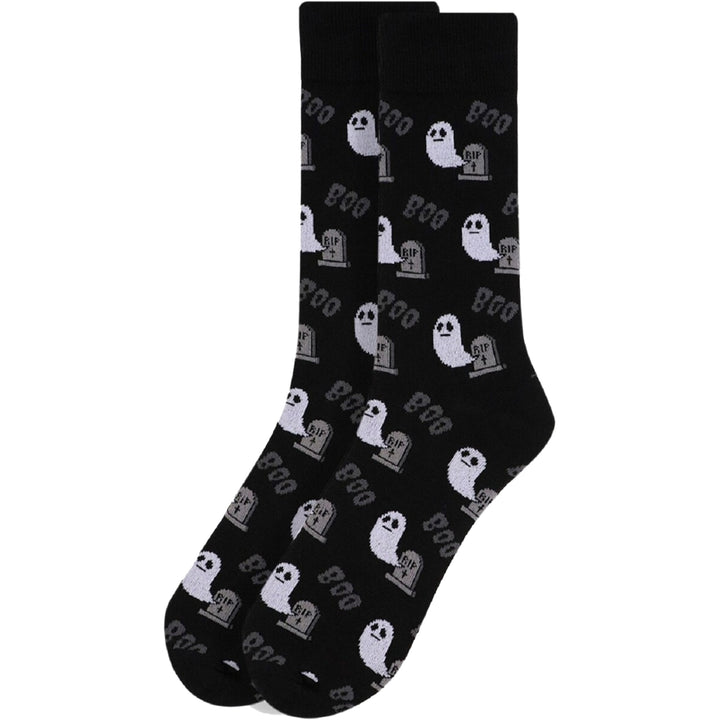 Halloween Ghost Boo Crew Novelty Socks - Black