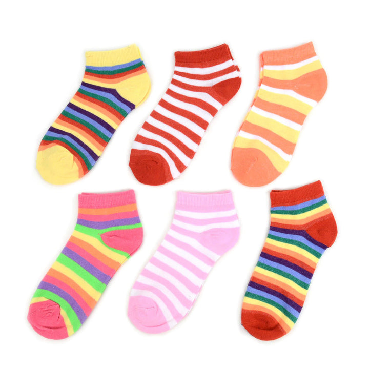 6 Pairs of Colorful Stripes Ankle Socks