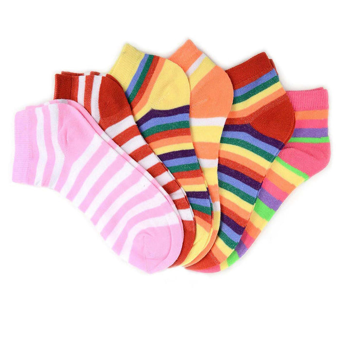 6 Pairs of Colorful Stripes Ankle Socks