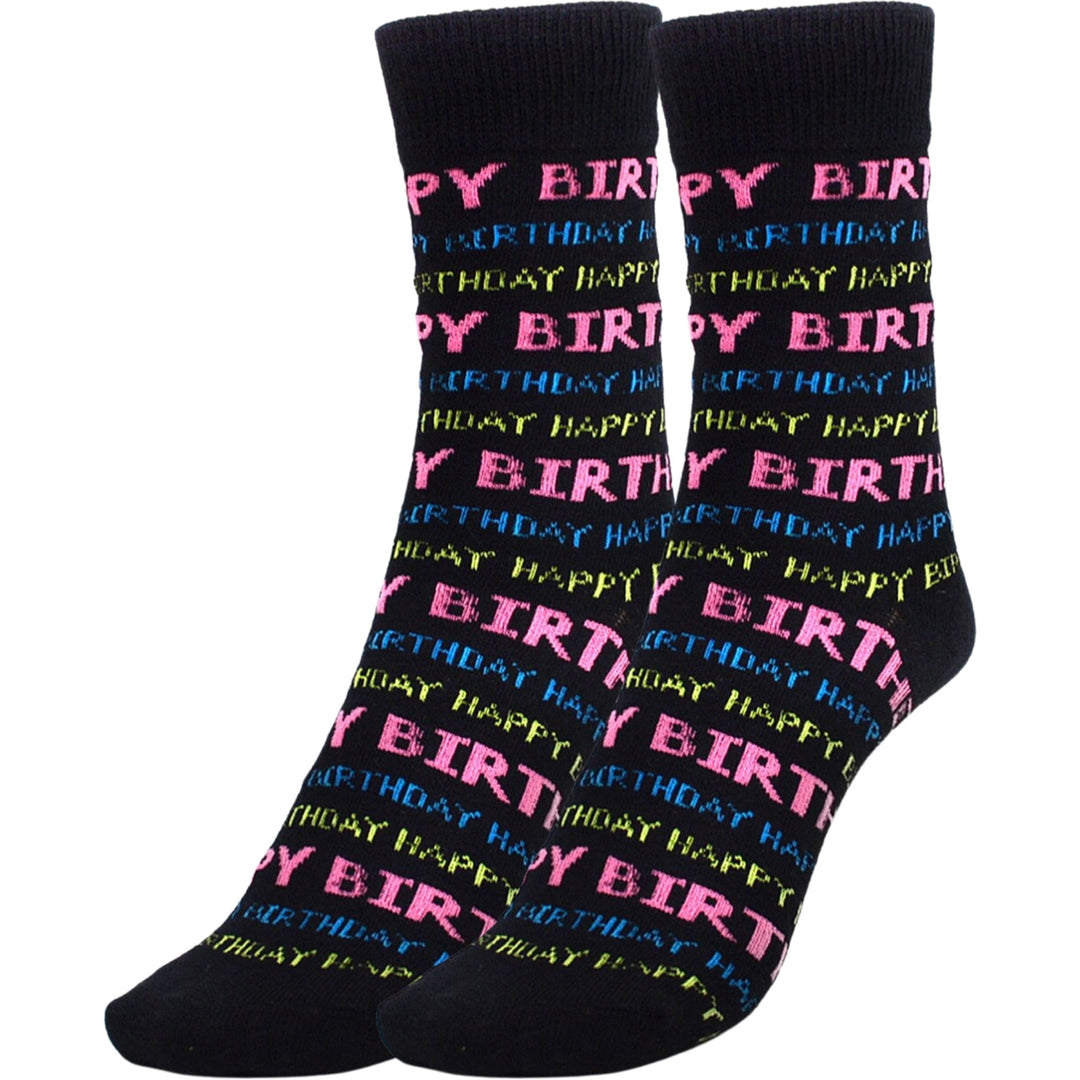 Happy Birthday Socks Crew Socks - Black