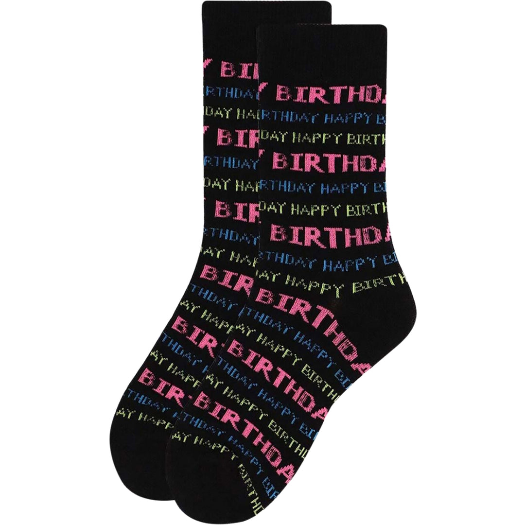 Happy Birthday Socks Crew Socks - Black