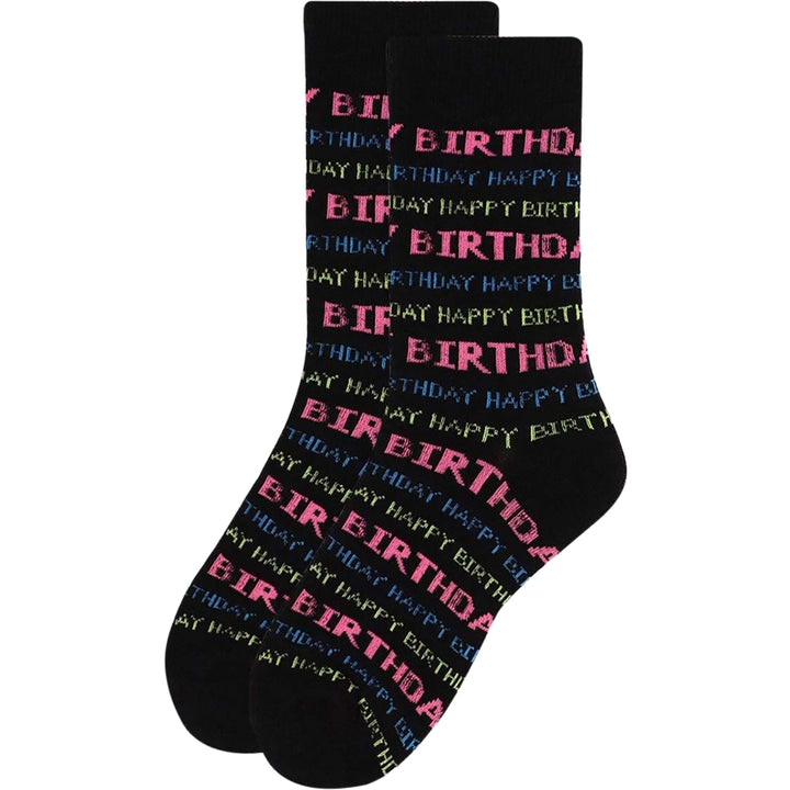 Happy Birthday Socks Crew Socks - Black