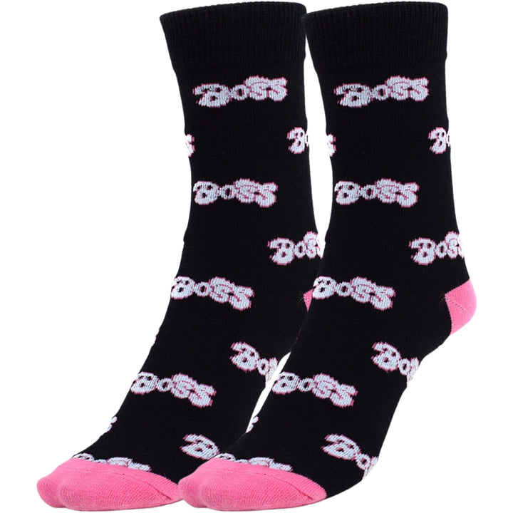 Sassy You're the Boss Crew Socks - Black