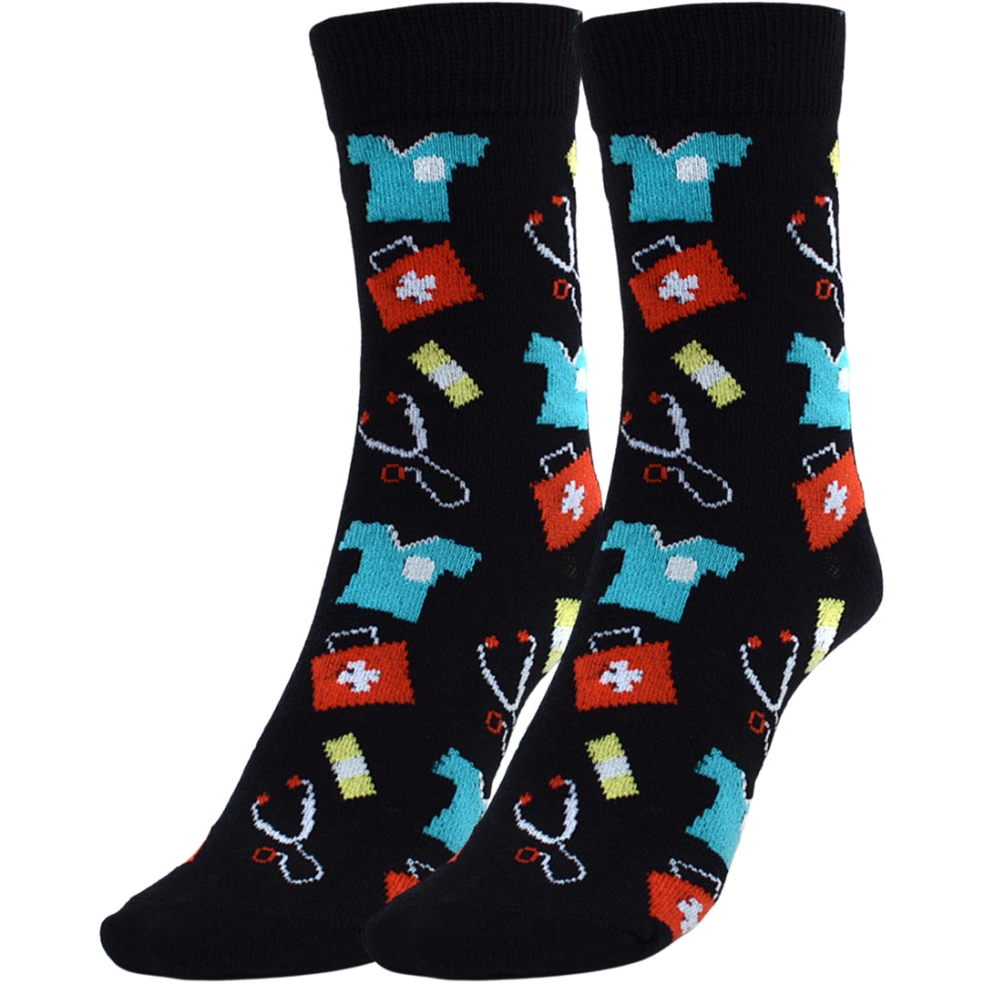 Doctor & Nurse Crew Novelty Socks - Black