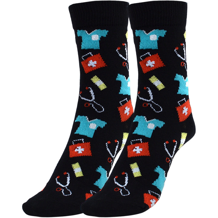 Doctor & Nurse Crew Novelty Socks - Black