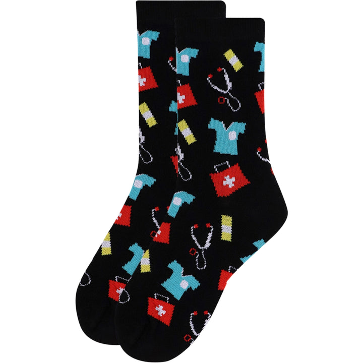 Doctor & Nurse Crew Novelty Socks - Black
