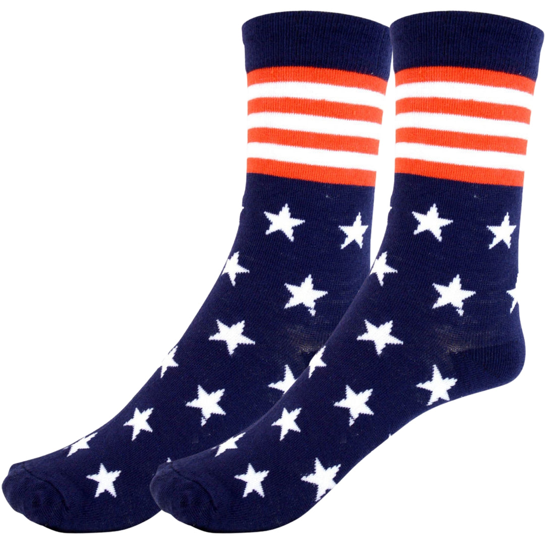 U.S.A. American Flag, Stars & Stripes Crew Novelty Socks - Red White Blue