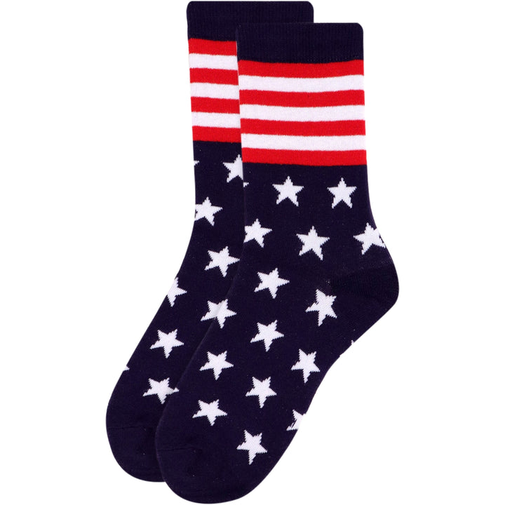 U.S.A. American Flag, Stars & Stripes Crew Novelty Socks - Red White Blue