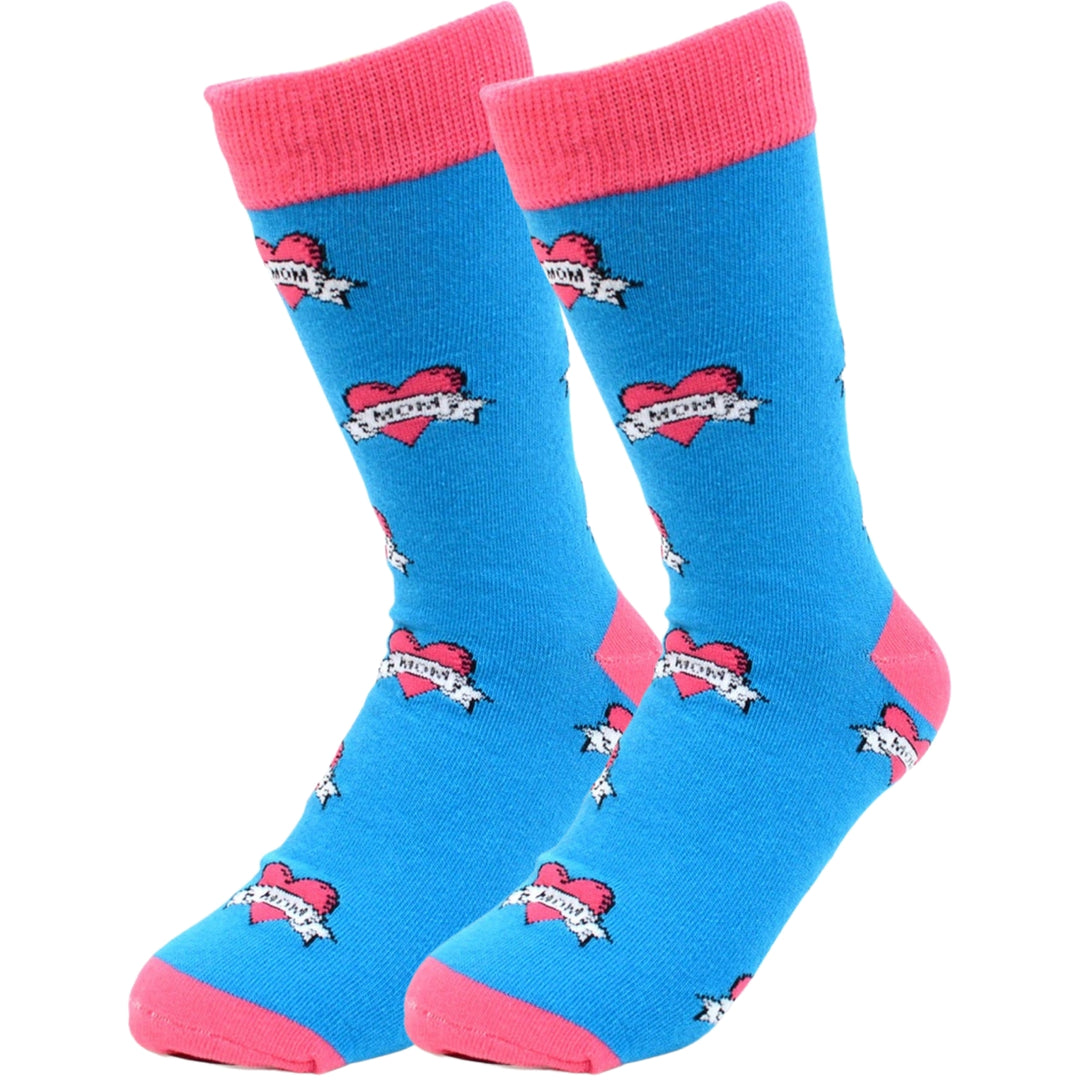 Love Mom Novelty Socks - Blue