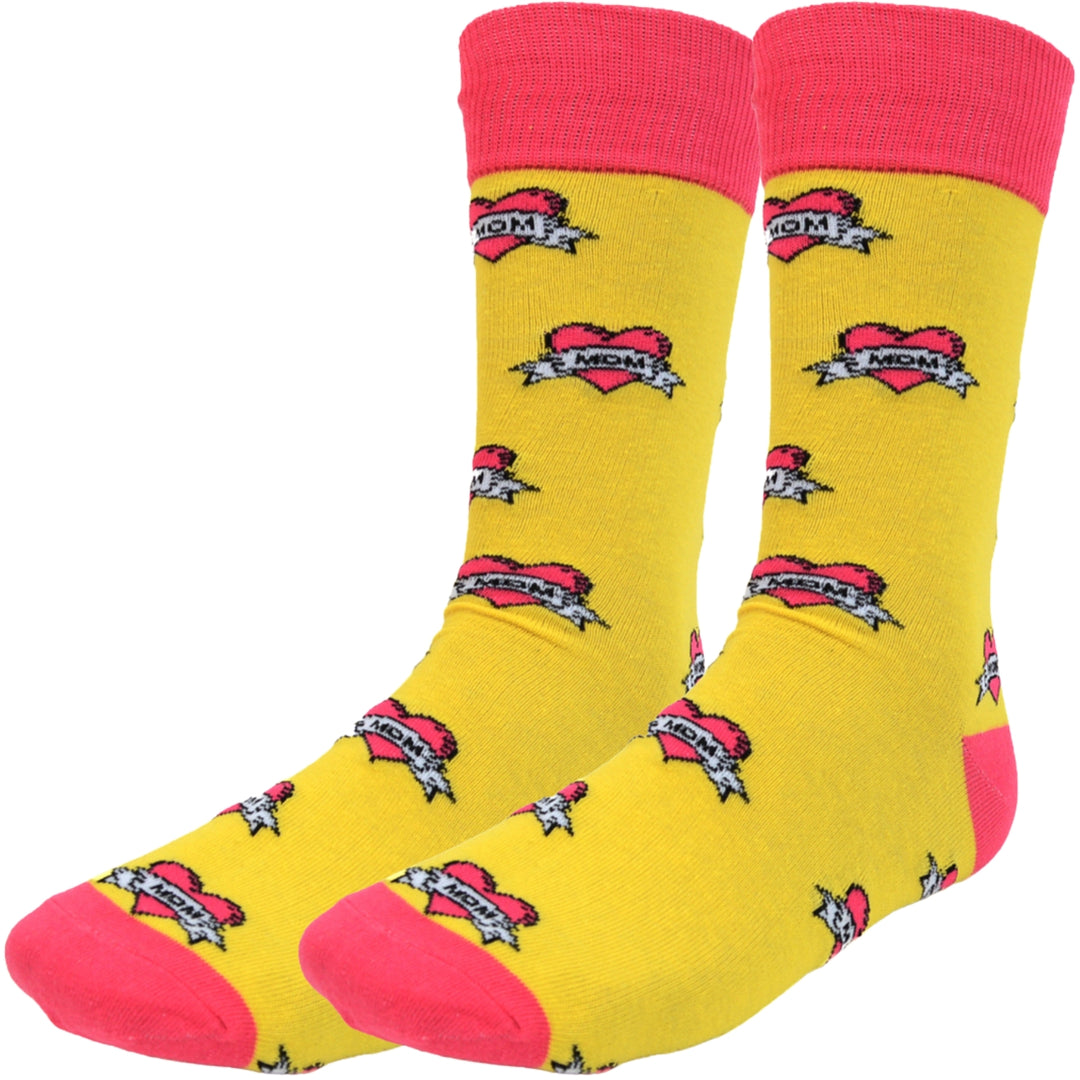 Love Mom Novelty Socks - Yellow