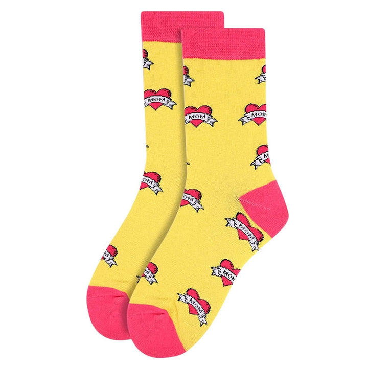 Love Mom Novelty Socks - Yellow