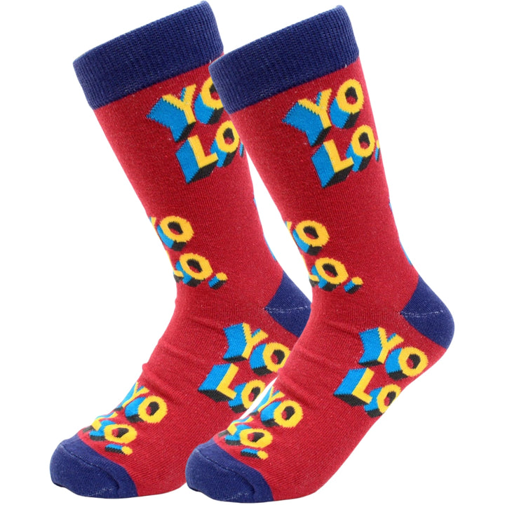 Retro "YOLO" Crew Novelty Socks - Red