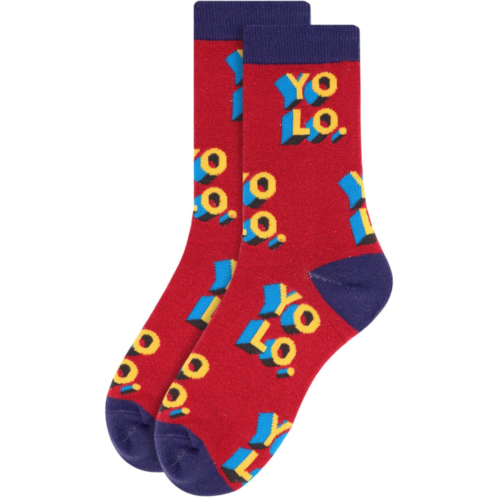 Retro "YOLO" Crew Novelty Socks - Red