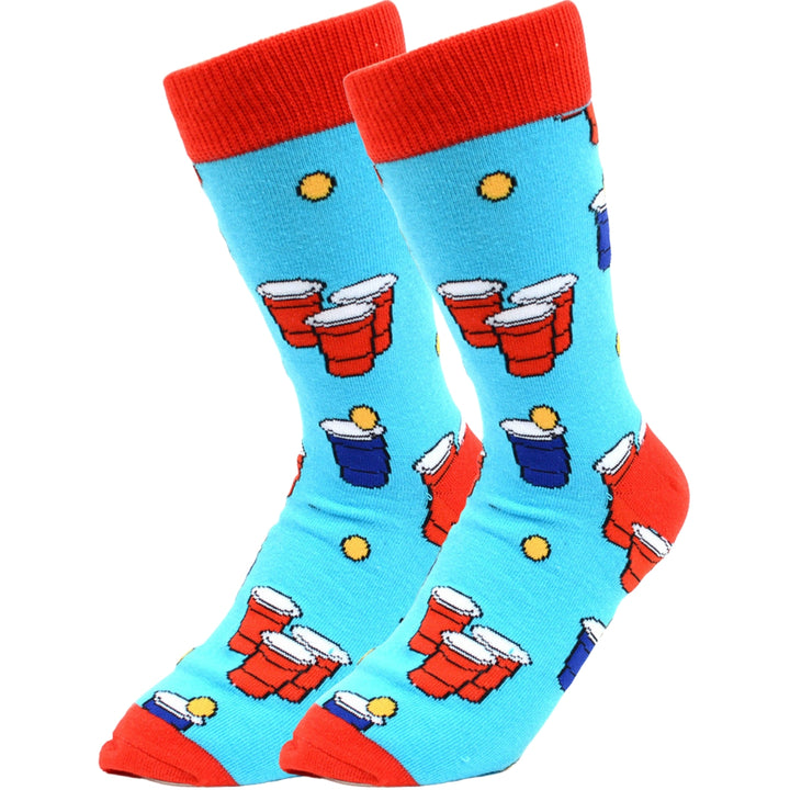 Beer Pong Crew Novelty Socks - Light Blue