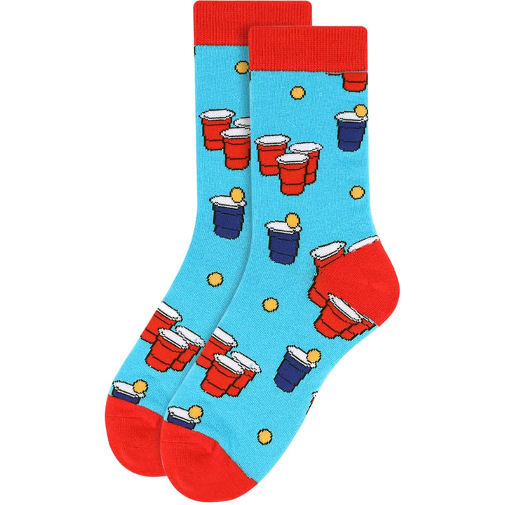 Beer Pong Crew Novelty Socks - Light Blue