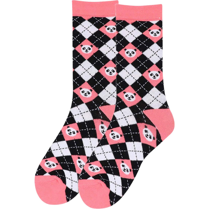 Giant Smiling Pandas Faces Novelty Socks - Pink