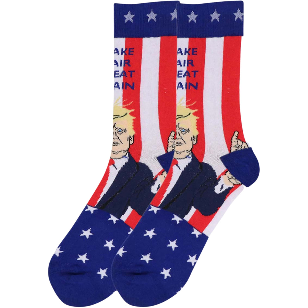 Donald Trump Statement American Flag Novelty Socks - Red/White/Blue