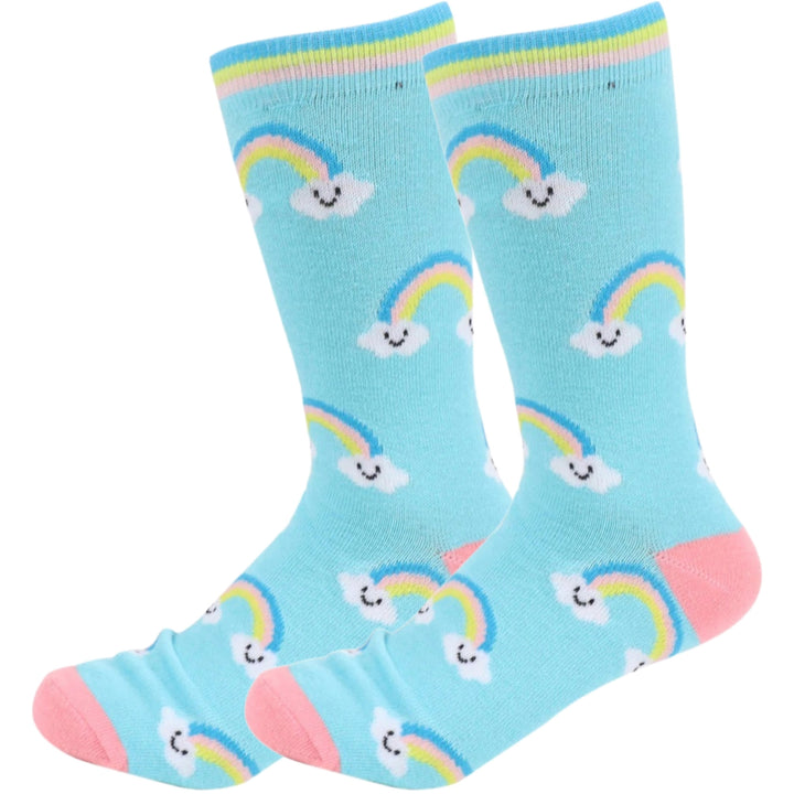Smiley Rainbows Novelty Socks - Baby Blue