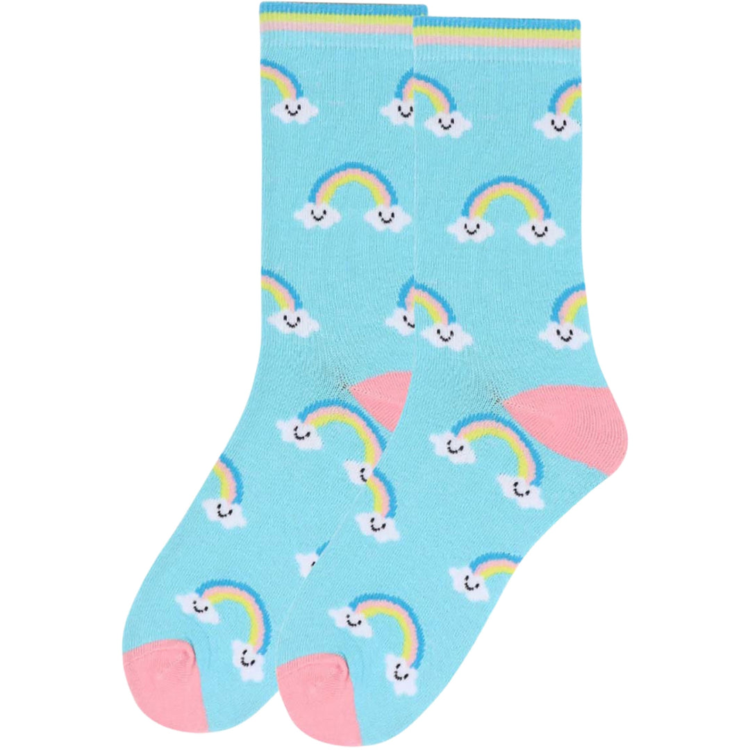 Smiley Rainbows Novelty Socks - Baby Blue
