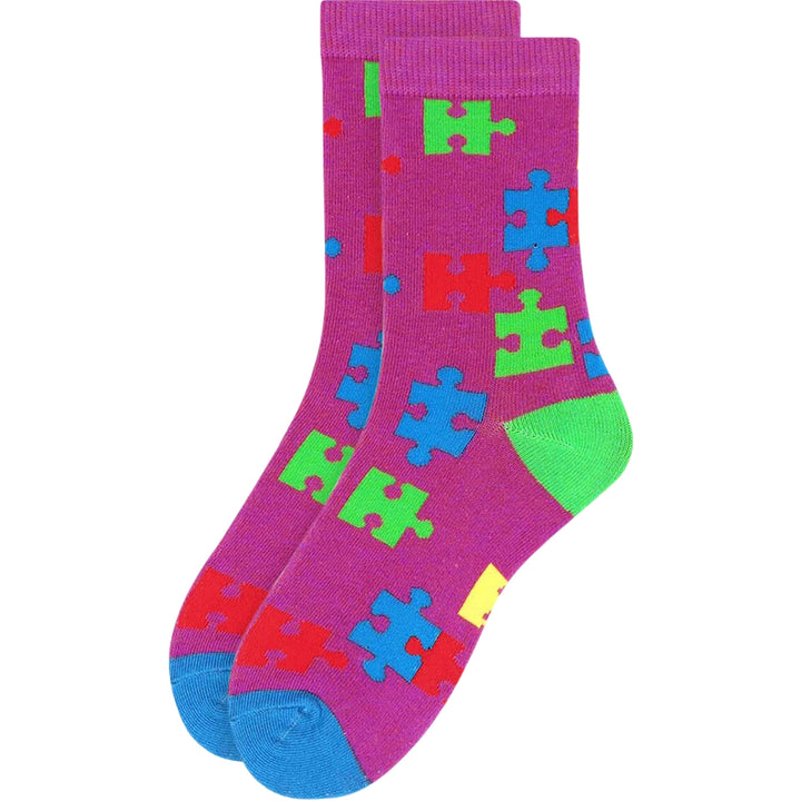 It's a Puzzle to Piece Together Novelty Socks - Purple