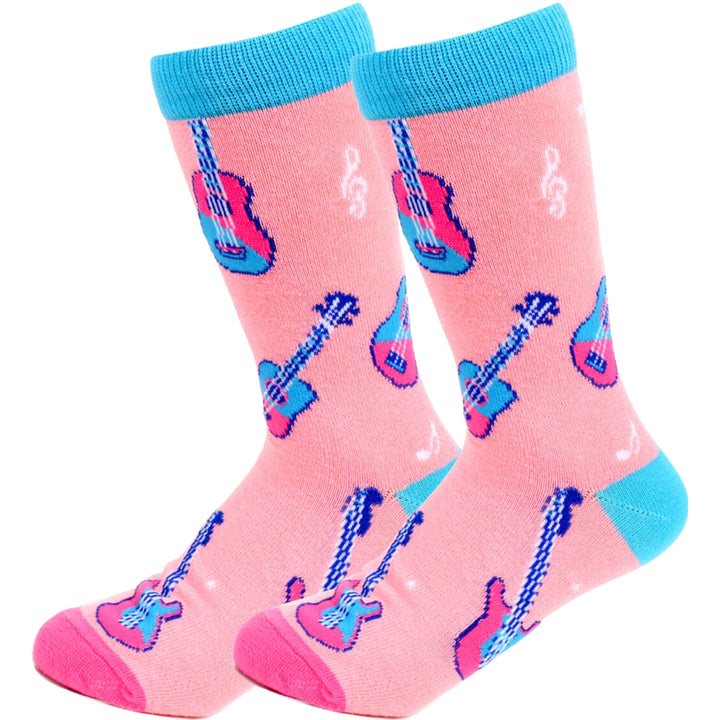 Guitar Notes Novelty Socks - Pink