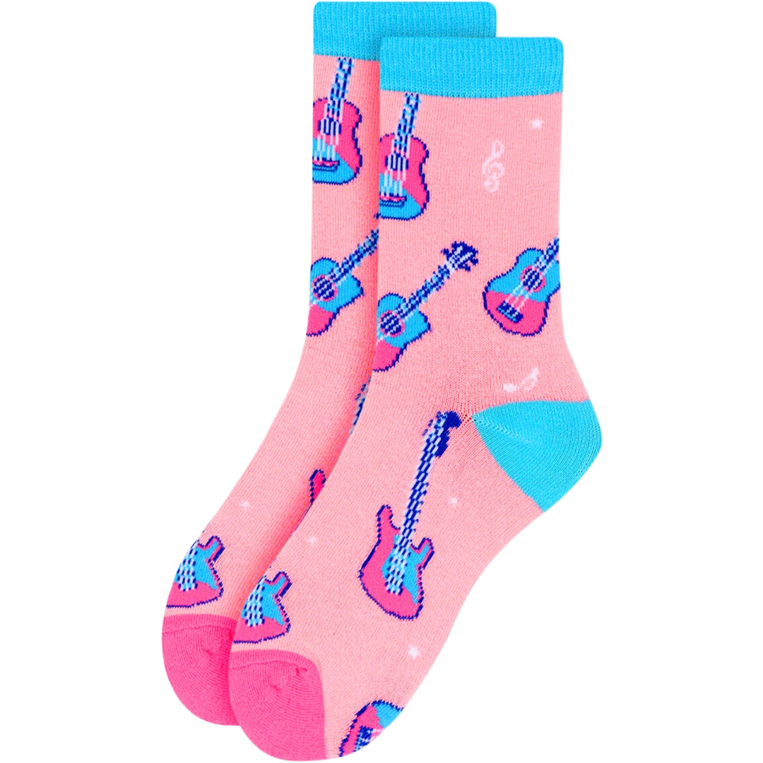 Guitar Notes Novelty Socks - Pink