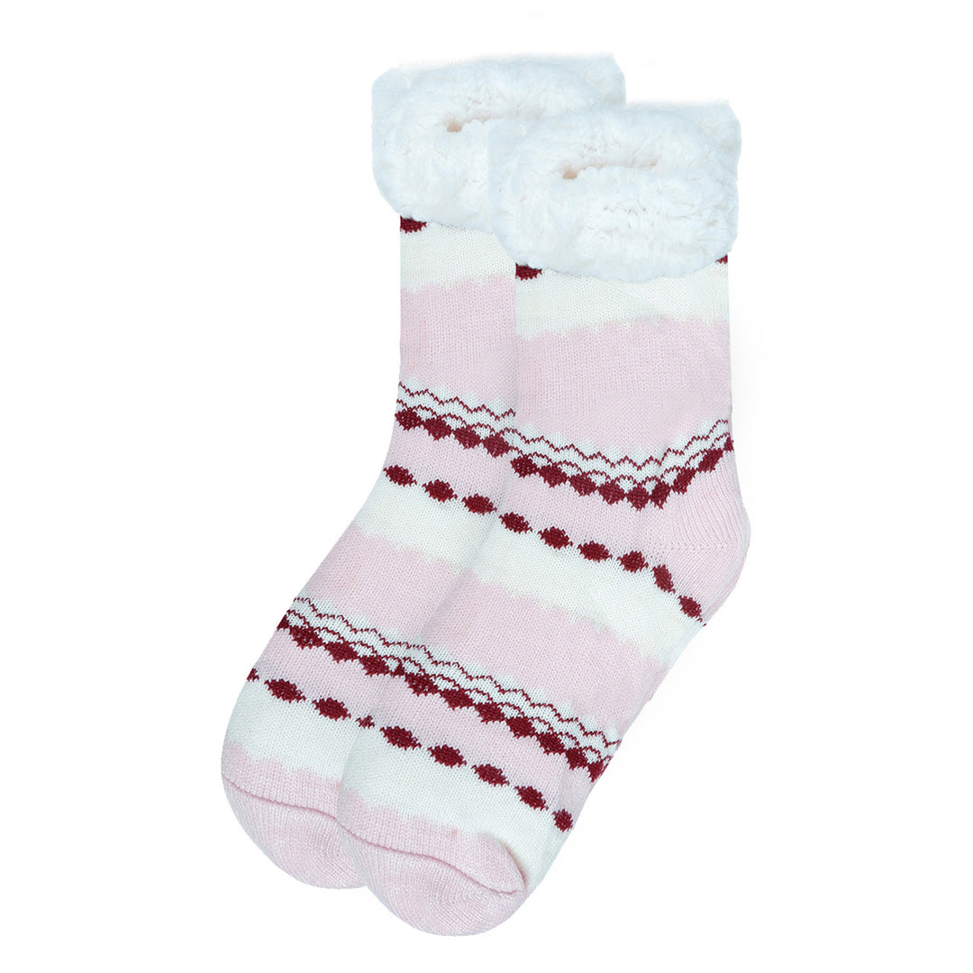Fancy Fuzzy Plush Sherpa Slipper Socks - Pink