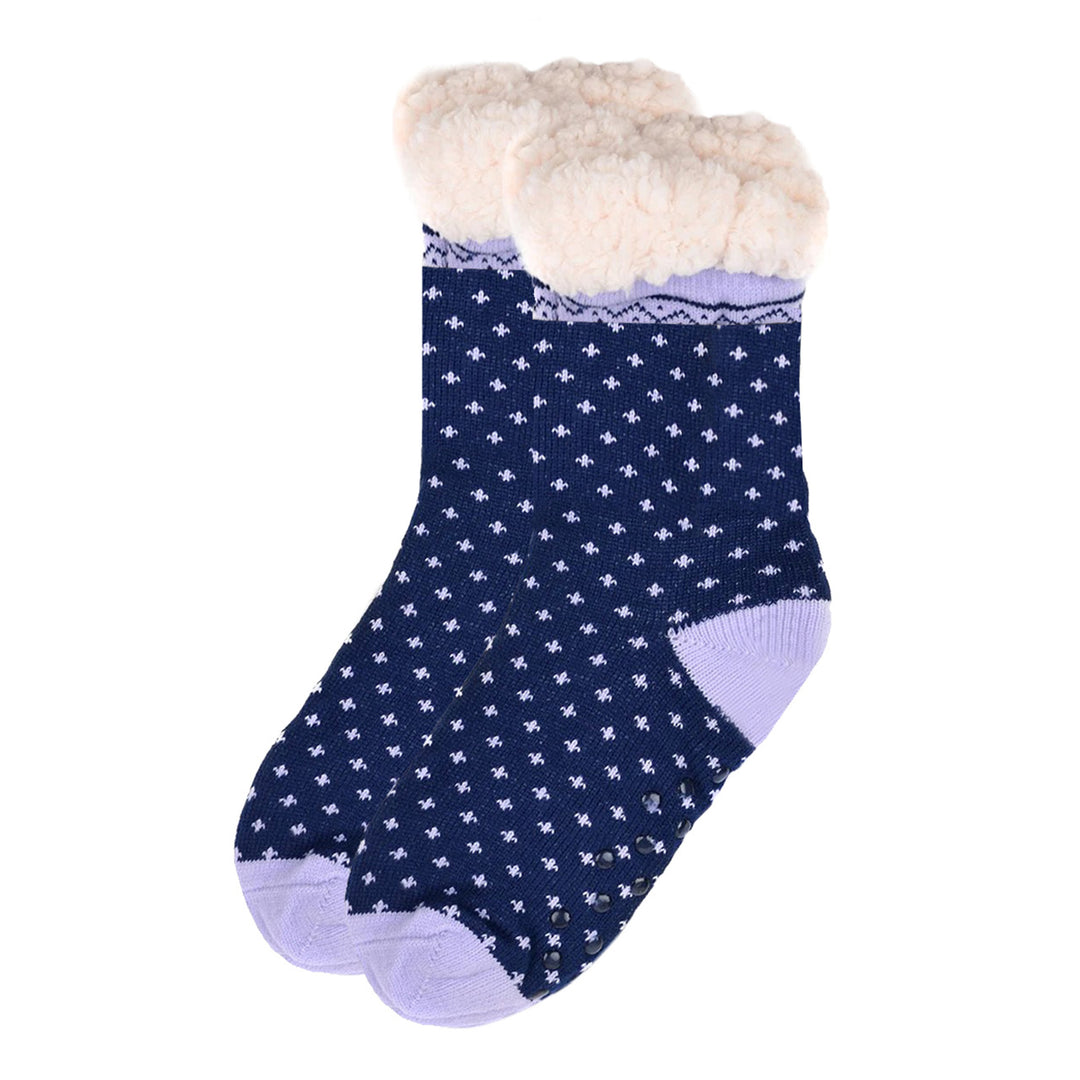 Snowflakes Plush Sherpa Slipper Socks - Purple