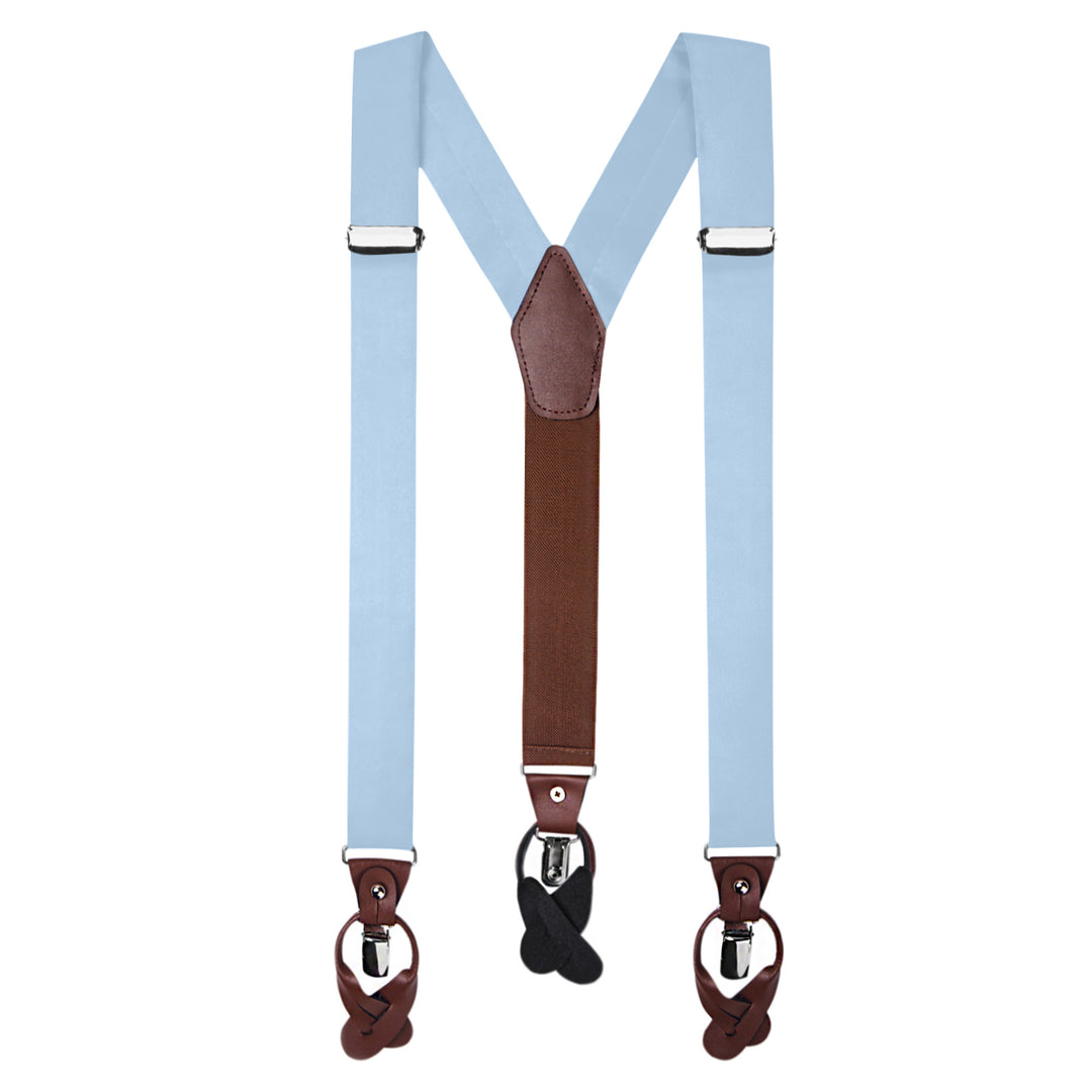 Wedding Solid Fabric Suspenders - Sky Blue