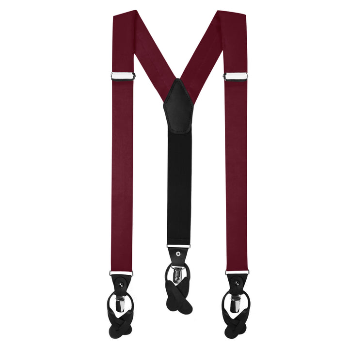Solid Fabric Suspenders - Burgundy
