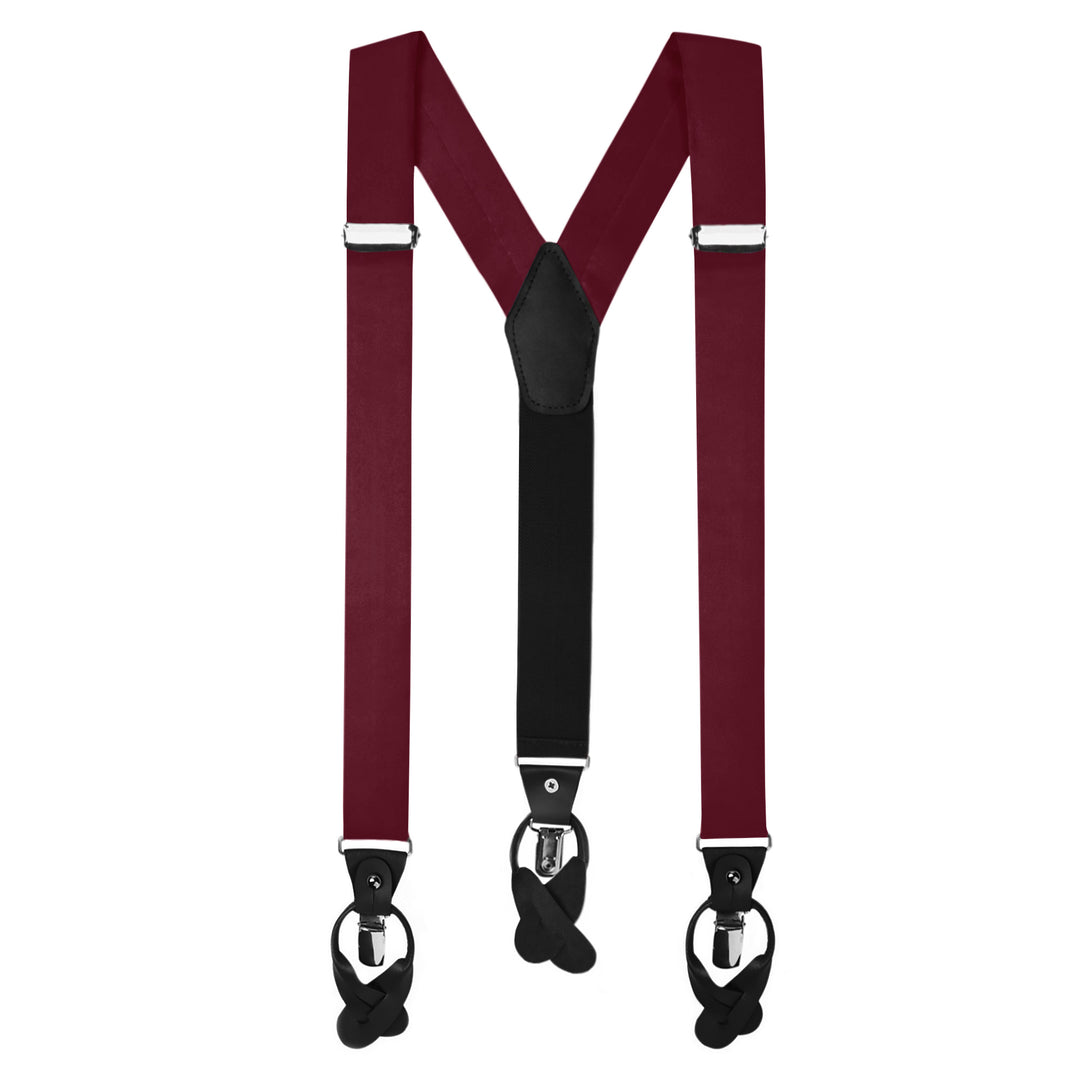 Wedding Solid Fabric Suspenders - Burgundy